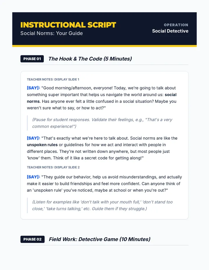 Operation Social Norms Teacher Script