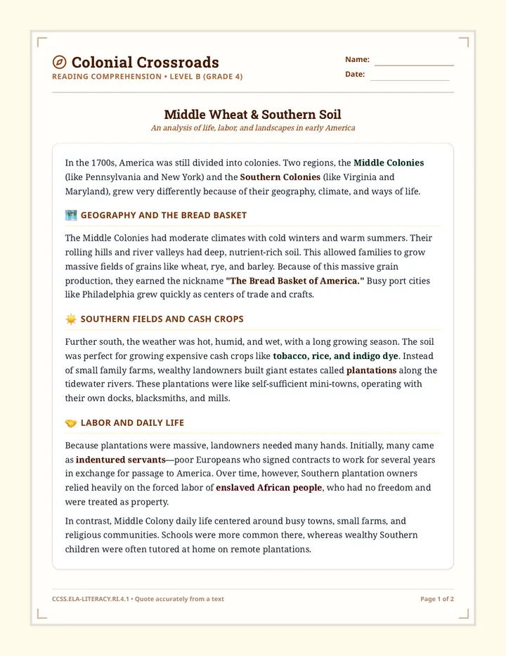Colonial Crossroads Worksheet