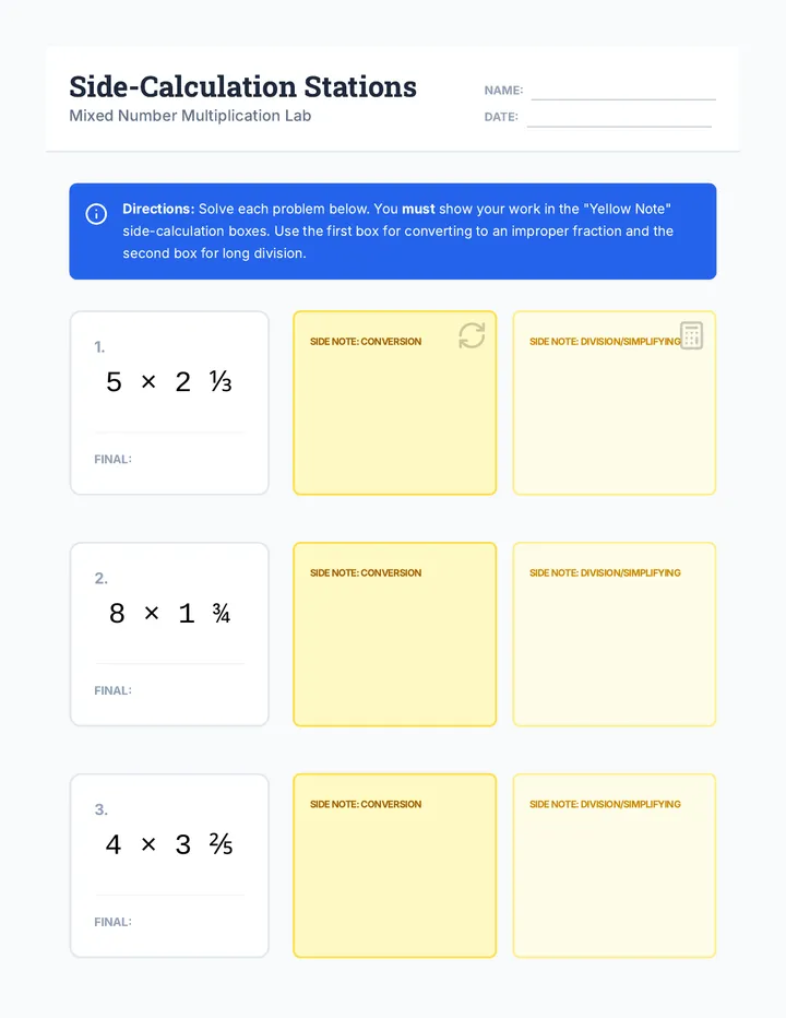 Side Calculation Stations Worksheet