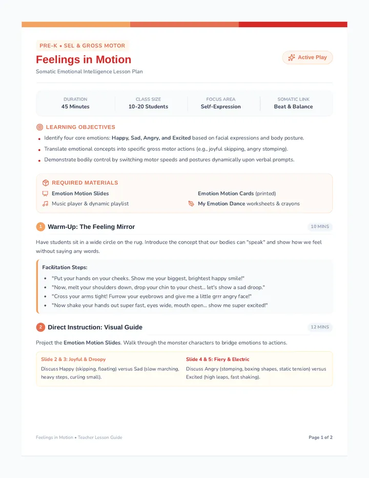 Feelings in Motion Teacher Guide