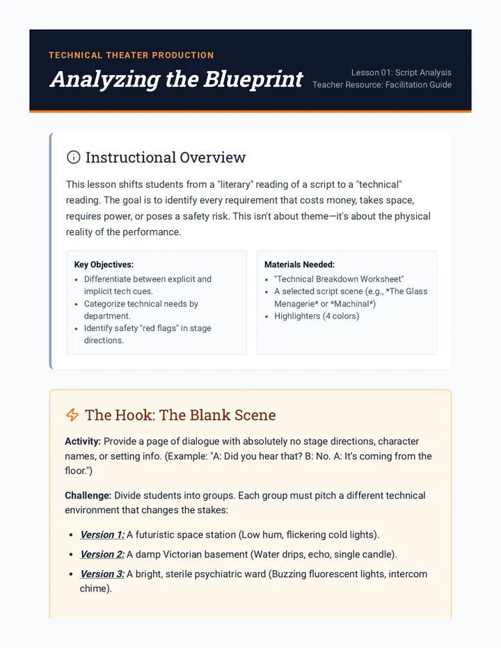 Analyzing the Blueprint Teacher Guide