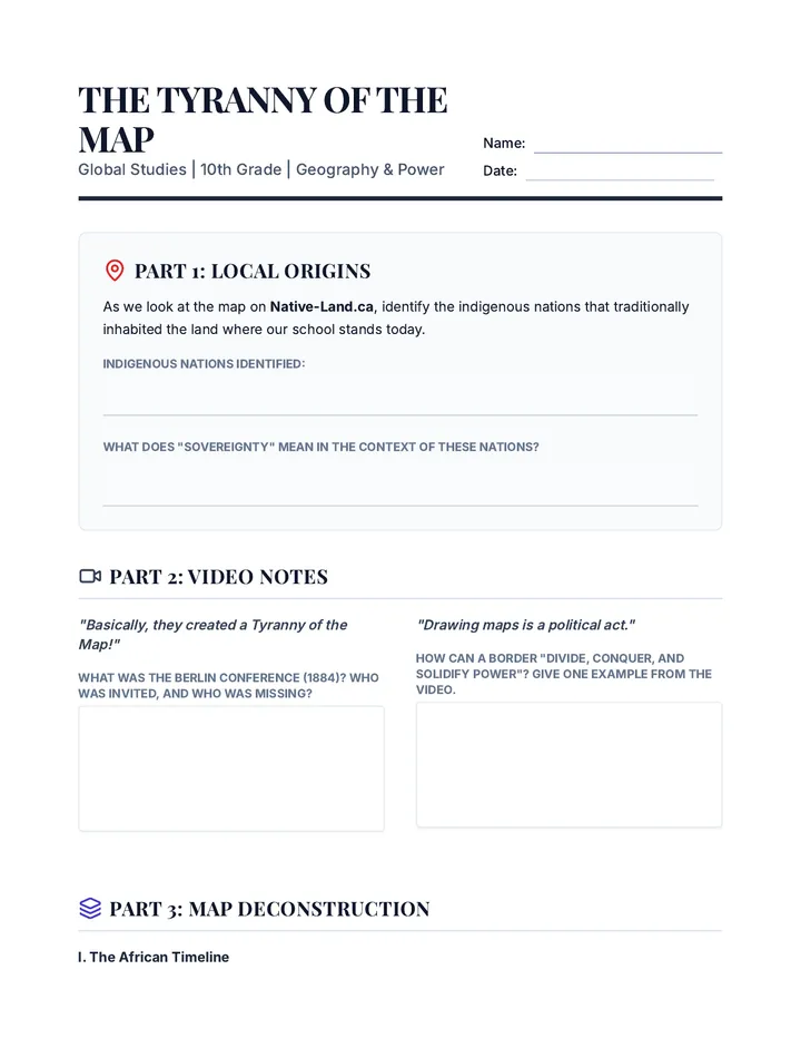 Map Tyranny Worksheet