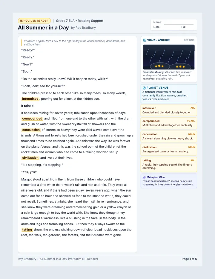 Summer Day Annotated Text