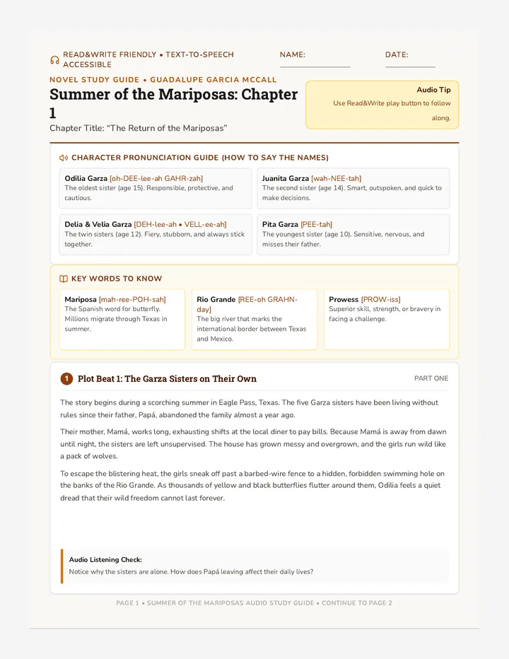 Mariposas River Summary Handout