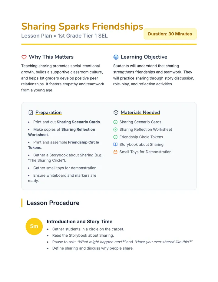 Sharing Sparks Lesson Plan