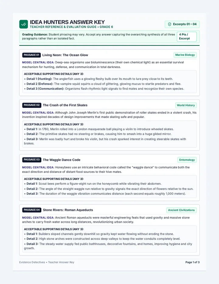 Idea Hunters Answer Key