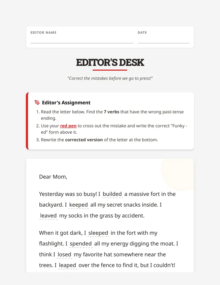 Editors Desk Worksheet