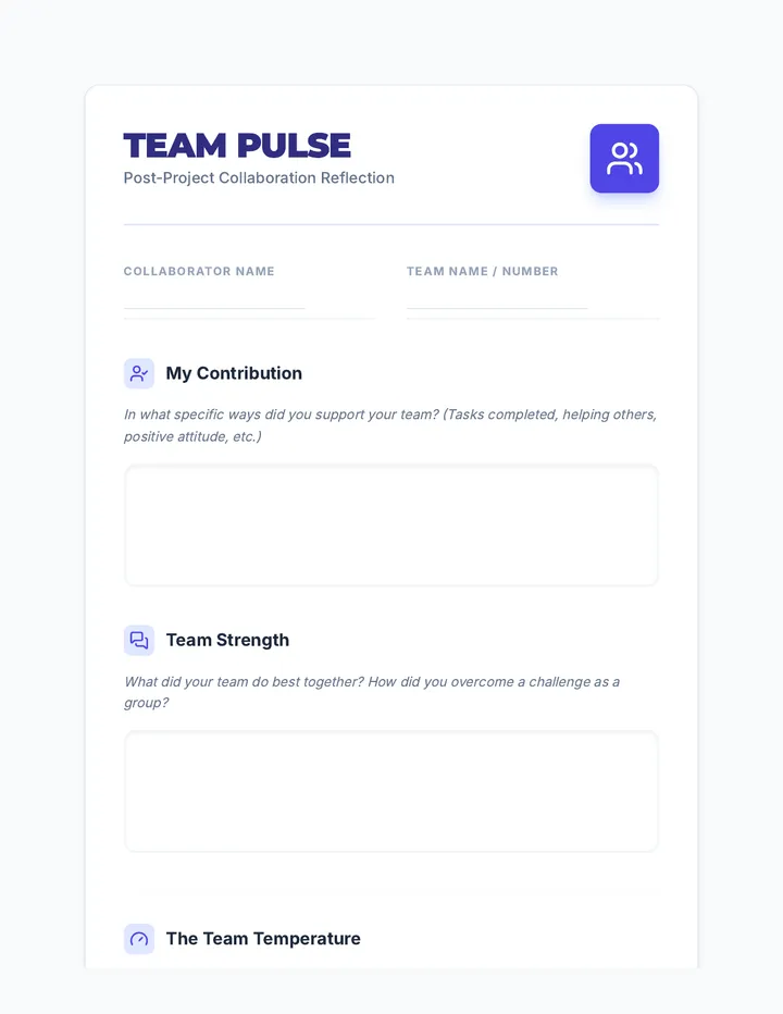 Team Pulse Exit Ticket page 1