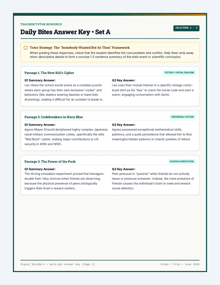 Daily Bites Answer Key