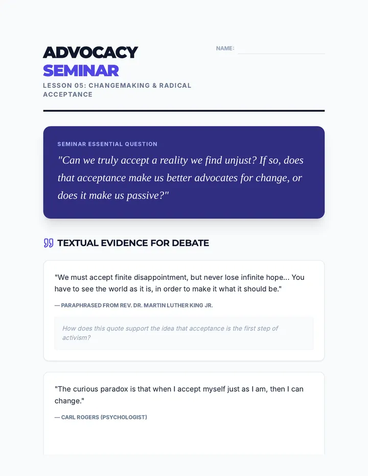 Advocacy Seminar Prep Sheet