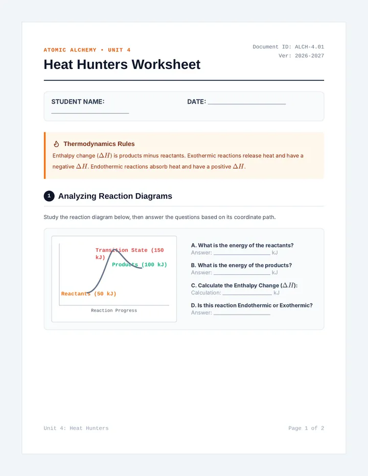 Heat Hunters Worksheet