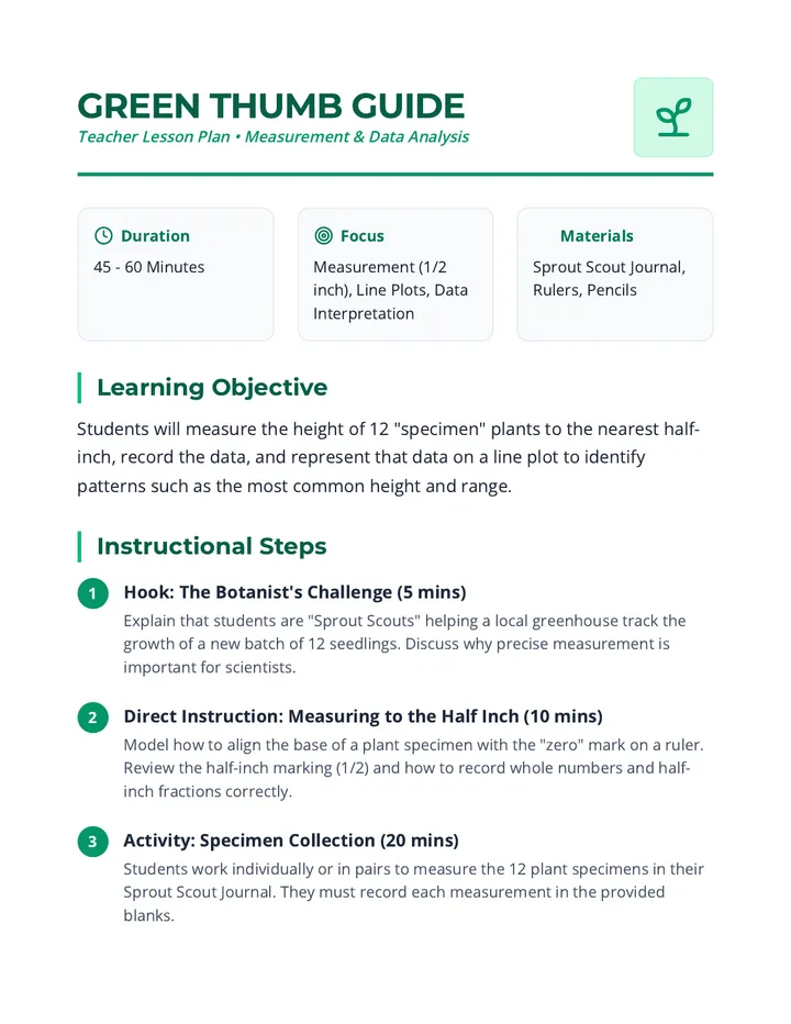 Green Thumb Guide Teacher Guide