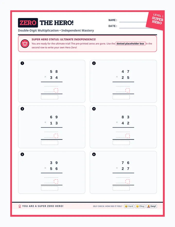 Zero Hero Level 3 Worksheet