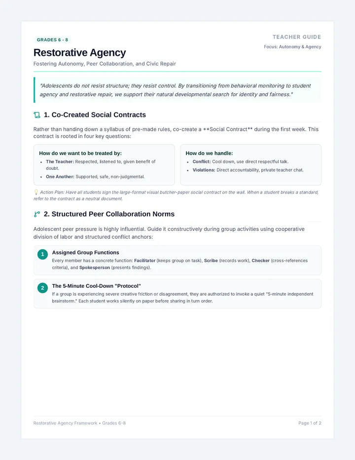 Restorative Agency Teacher Guide