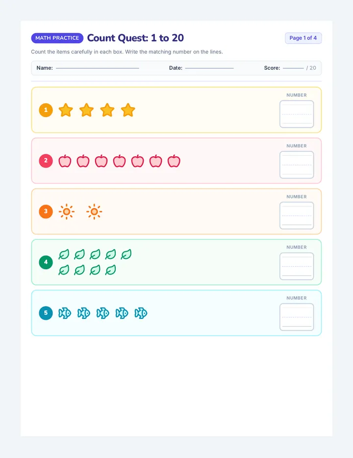 Count Quest Worksheet
