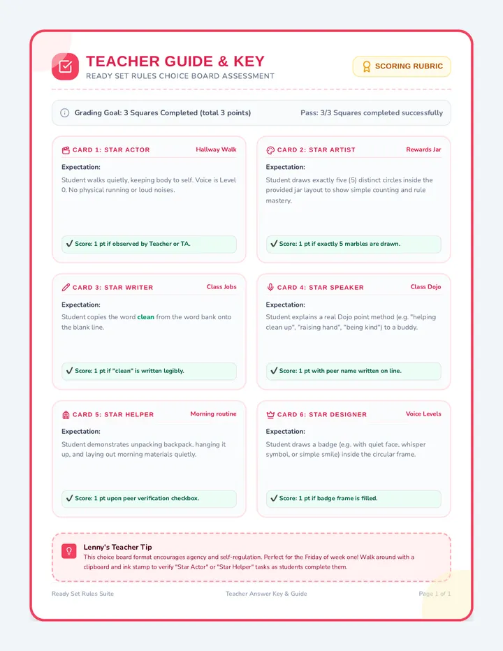 Ready Set Rules Answer Key