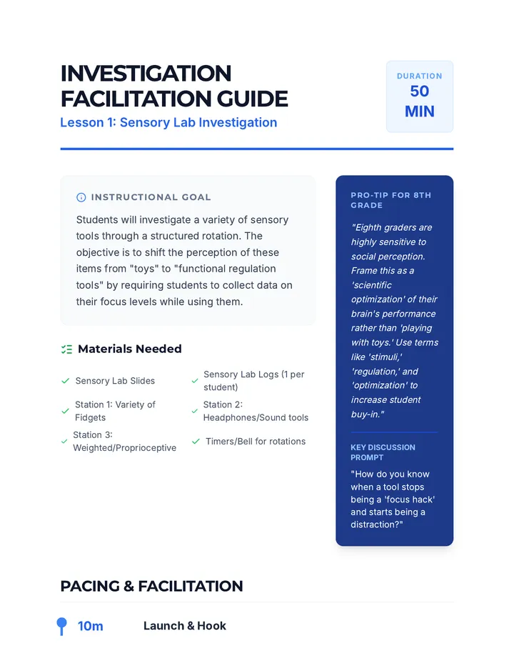 Sensory Investigation Teacher Guide