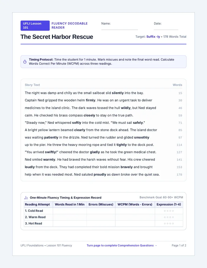 Secret Harbor Fluency Reader
