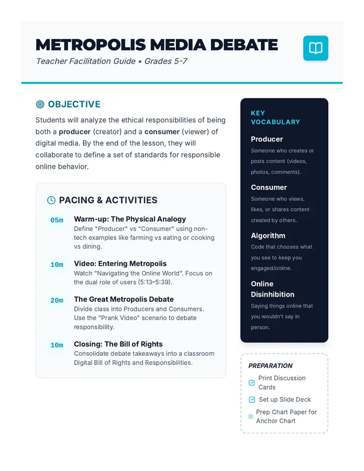 Metropolis Debate Teacher Guide