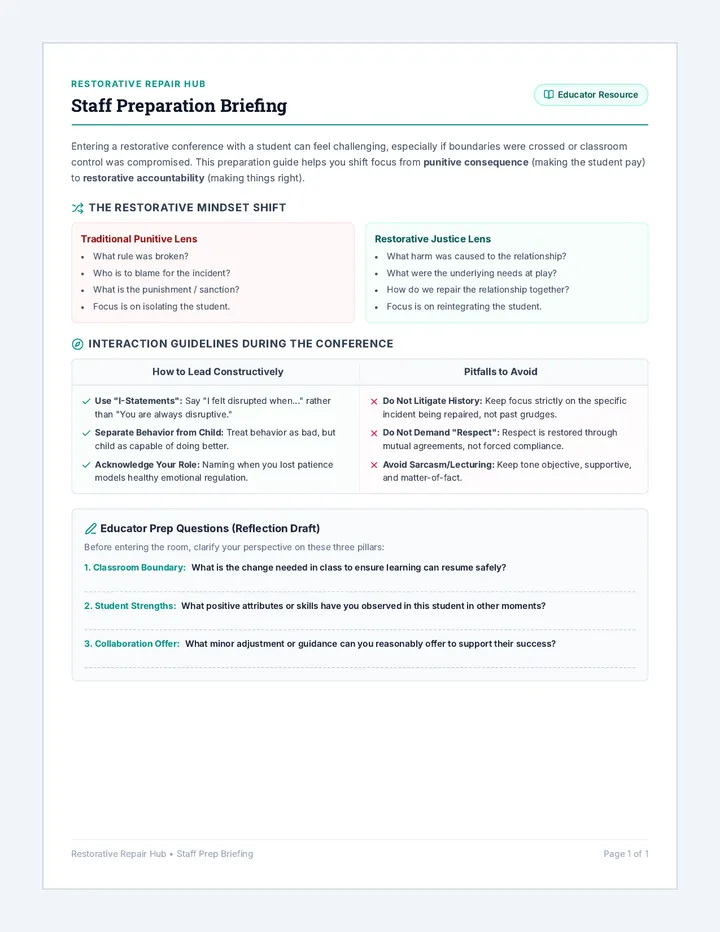Staff Prep Briefing Guide