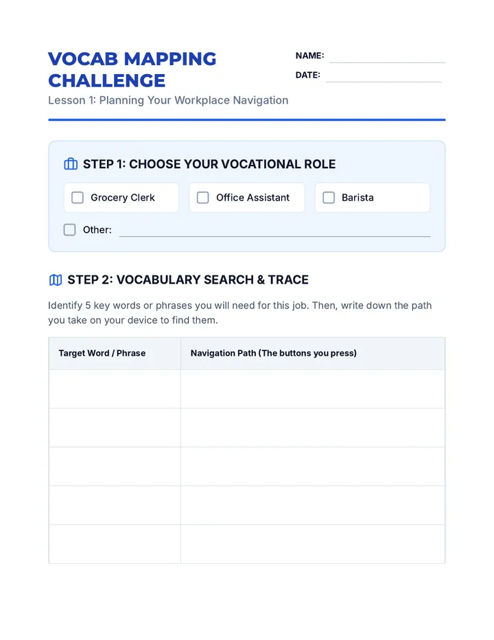 Vocab Mapping Worksheet