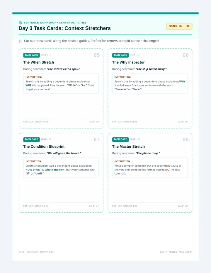 Day 3 Context Task Cards