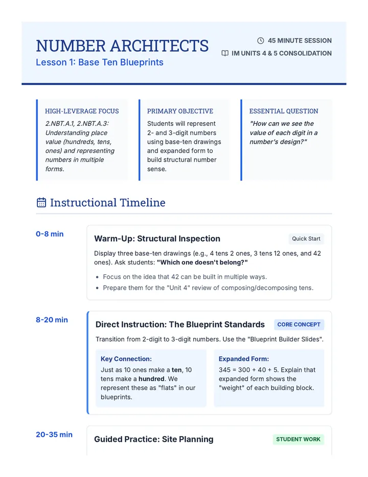 Base Ten Blueprints Pacing Guide