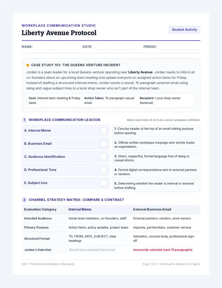 Liberty Avenue Protocol Worksheet