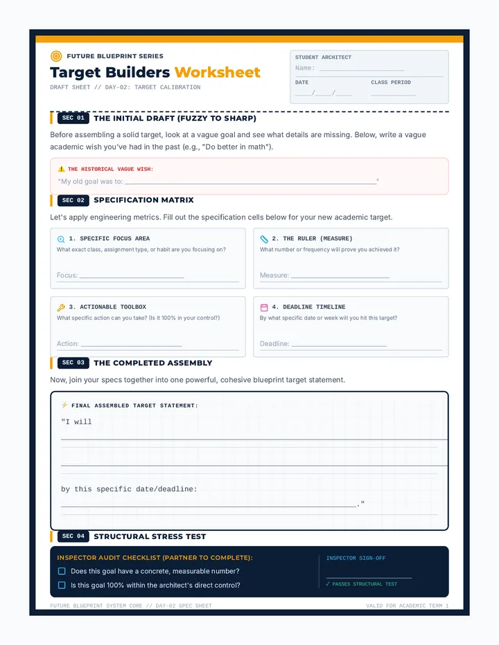 Target Builders Worksheet