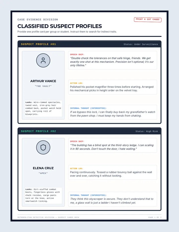 Suspect Cards Document