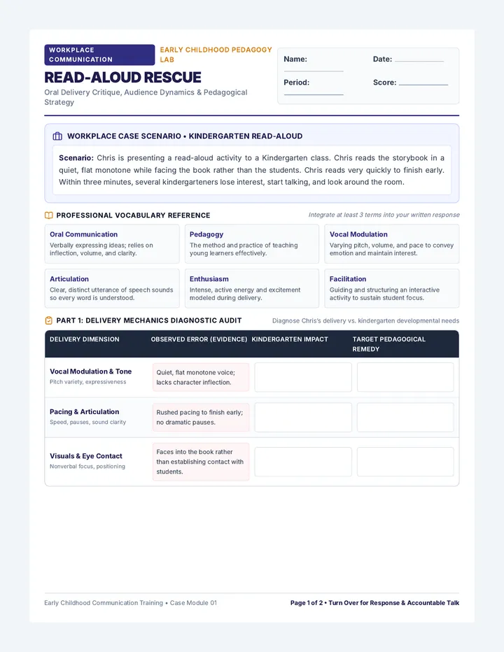 Read Aloud Rescue Worksheet