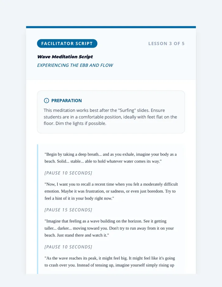 Wave Meditation Teacher Script Facilitator Guide