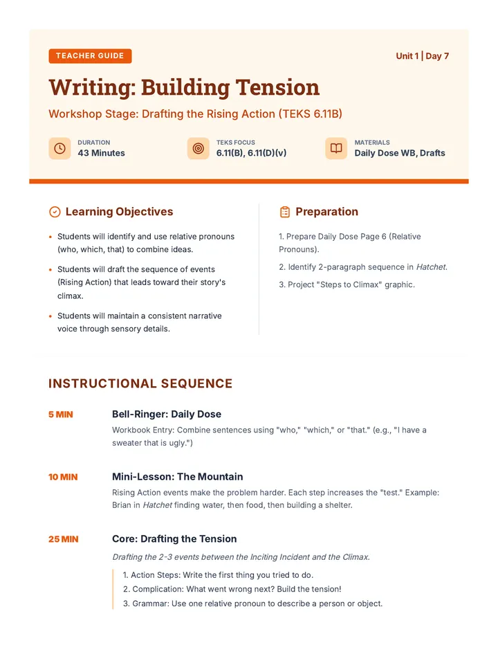 Writing Day 7 Teacher Guide