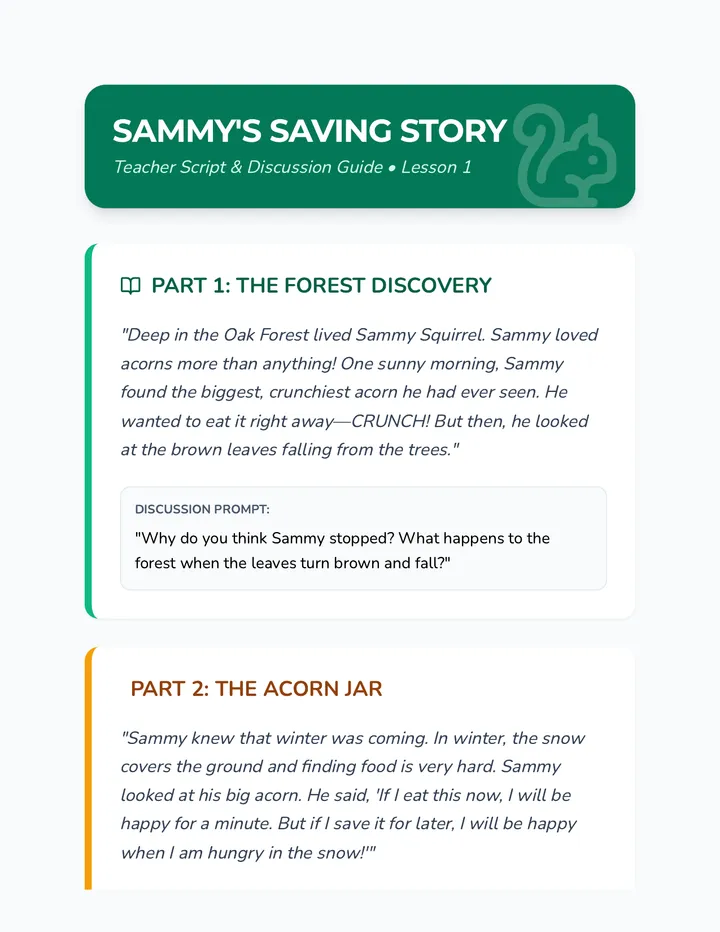 Sammy Saving Story Script