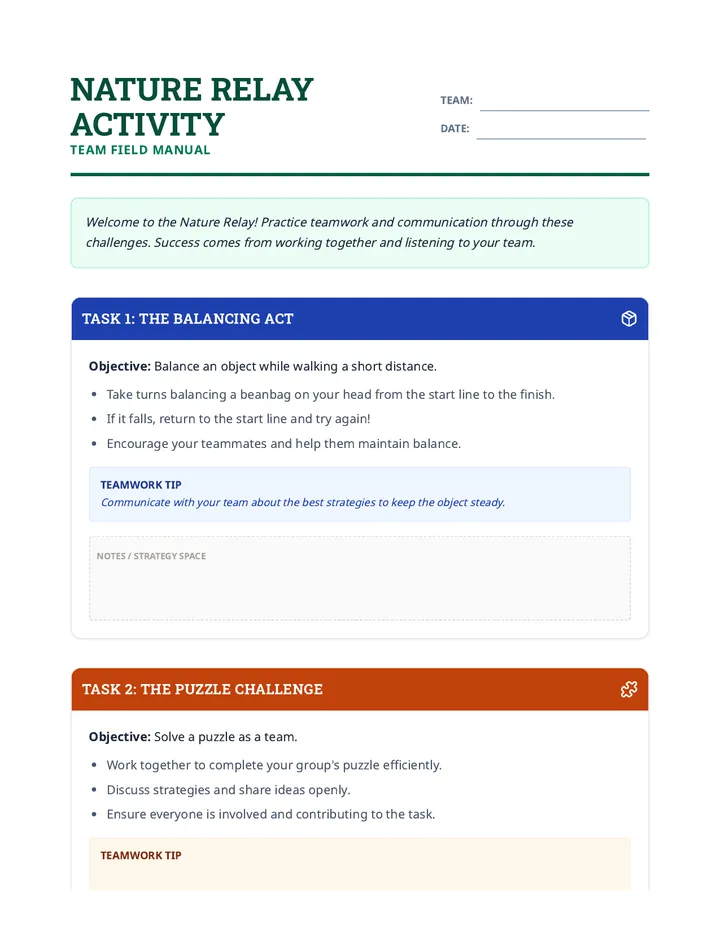 Nature Relay Activity Guide