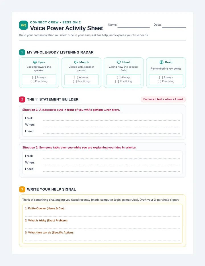 Voice Power Activity Sheet