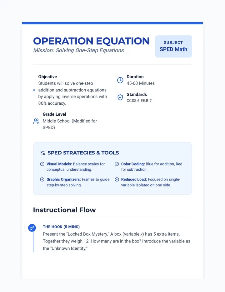 Operation Equation Teacher Guide