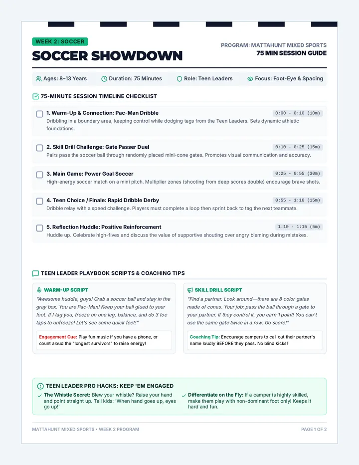 Soccer Showdown Playbook