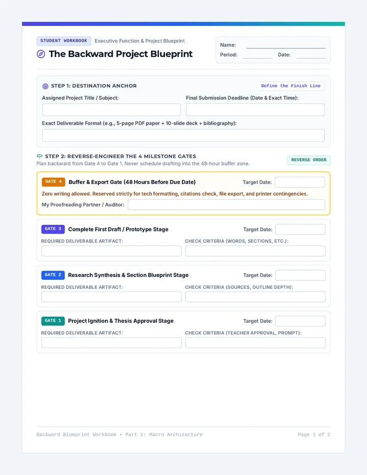 Backward Blueprint Worksheet