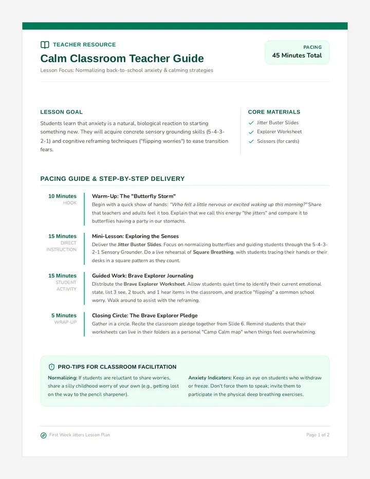 Calm Classroom Teacher Guide