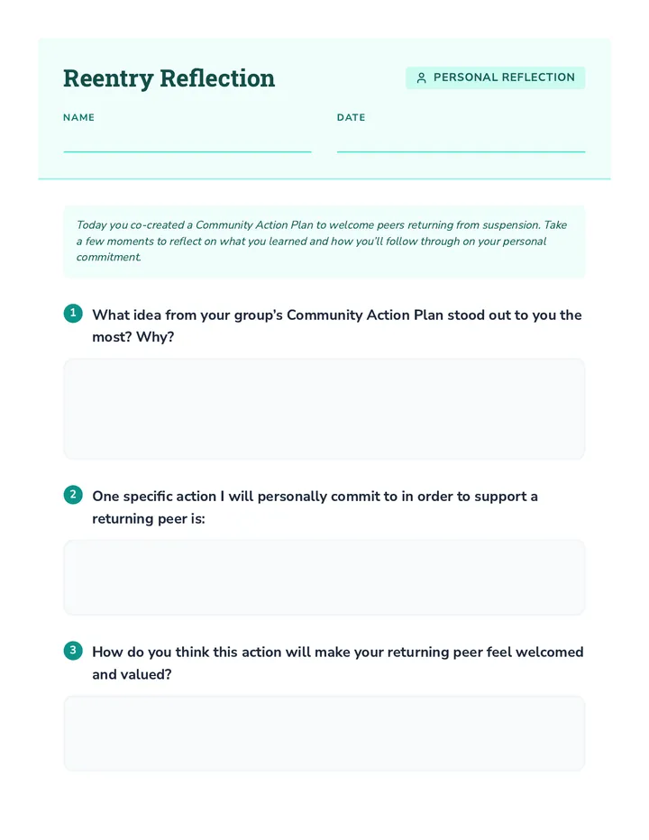 Rebound Reflection Worksheet