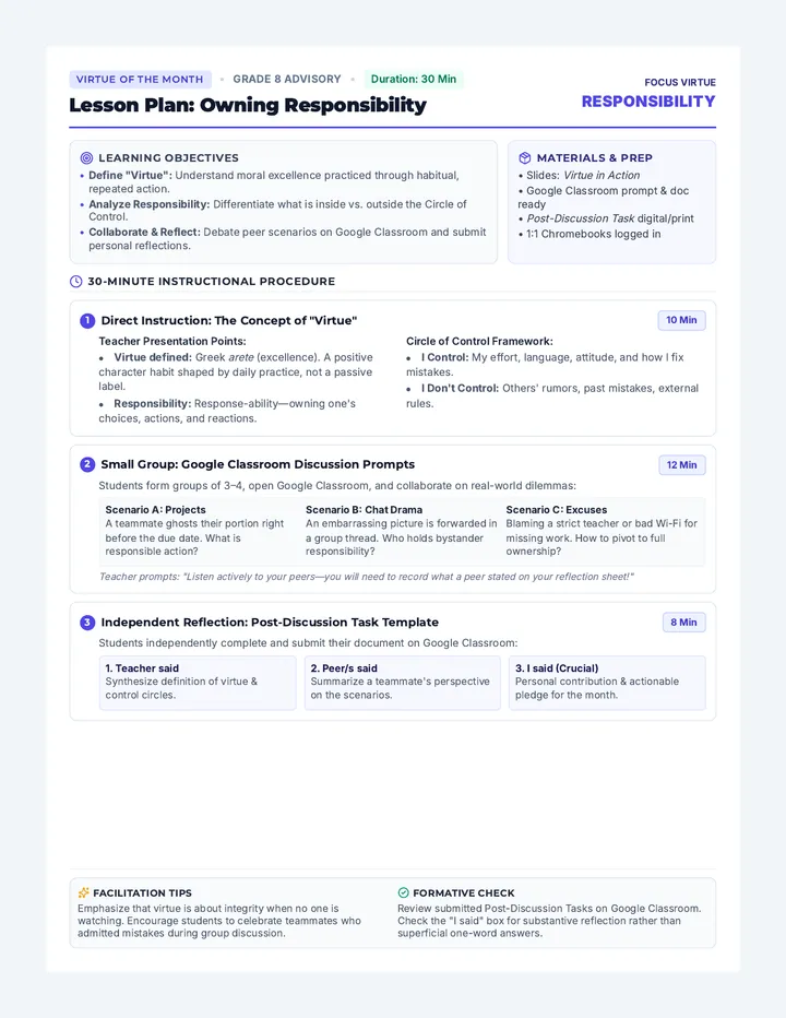 Owning It Lesson Plan