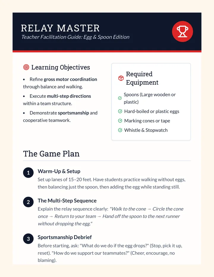 Relay Master Lesson Plan