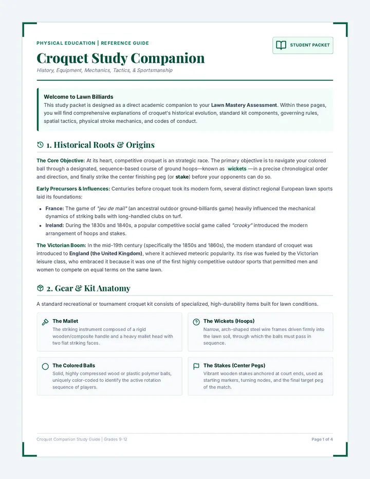 Croquet Study Packet