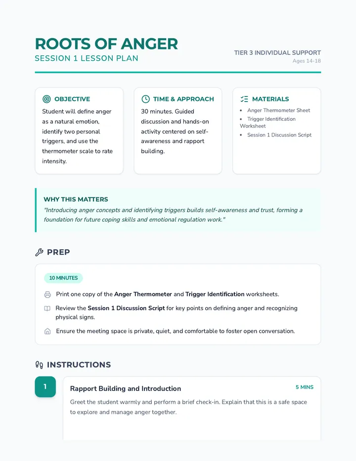 Roots of Anger Lesson Plan