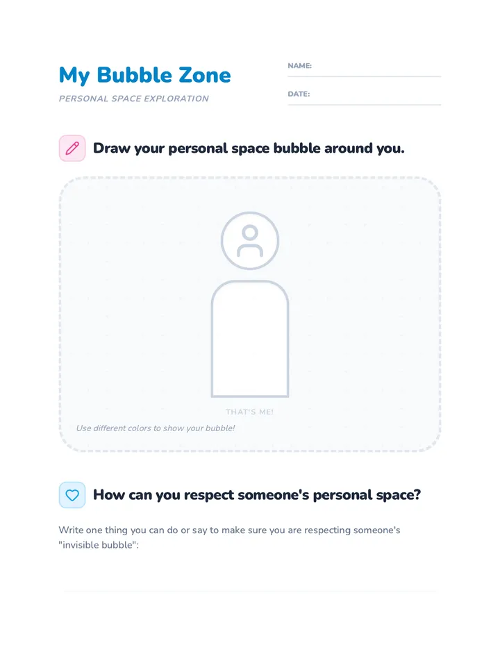 My Bubble Zone Worksheet