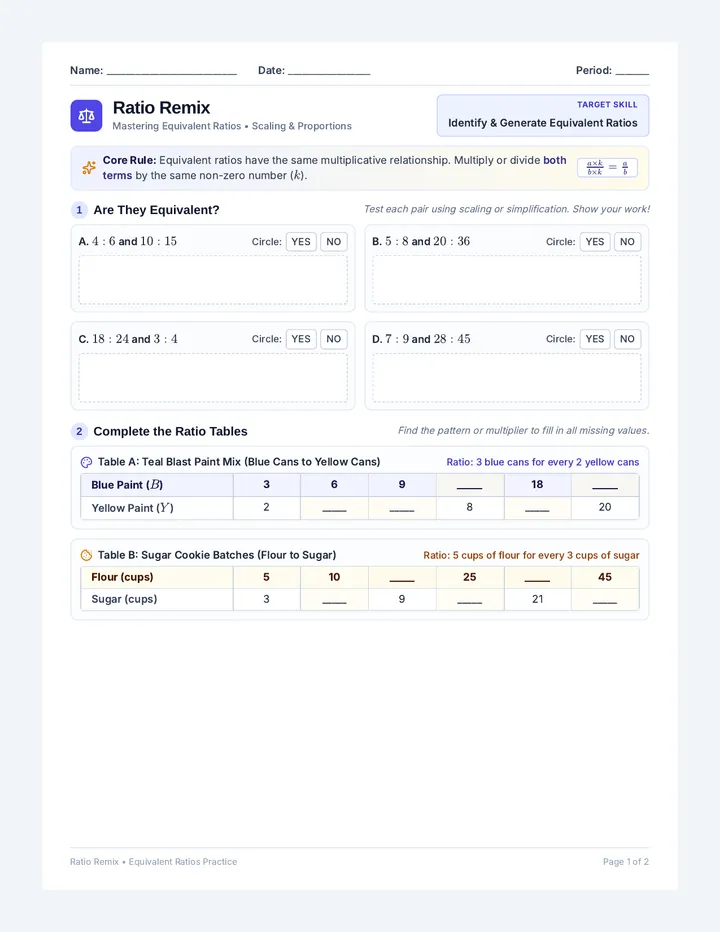 Ratio Remix Worksheet