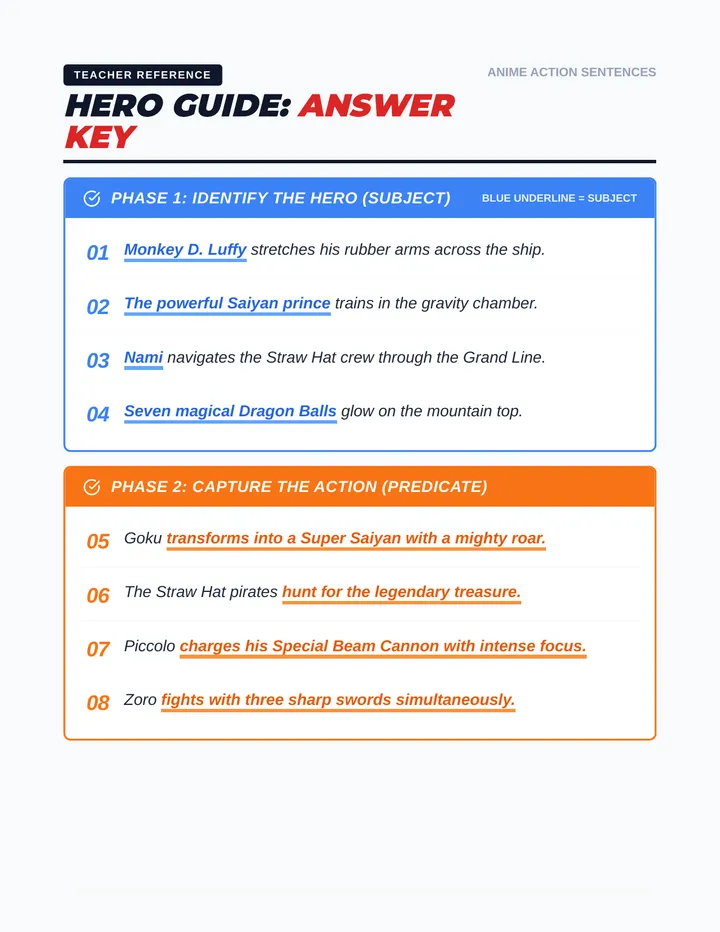 Hero Guide Answer Key