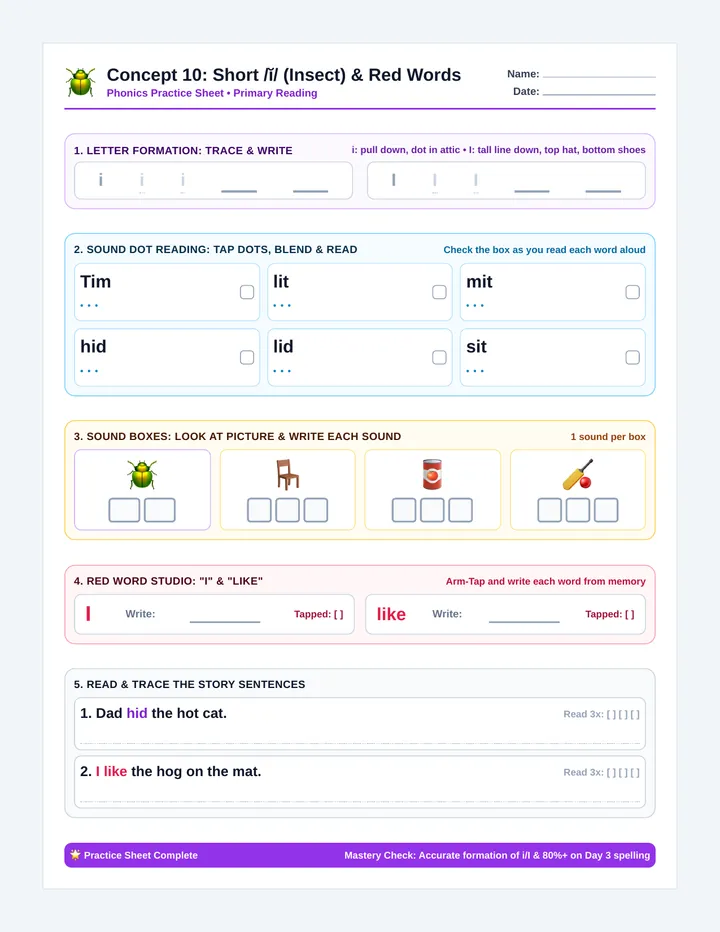 Itch Practice Worksheet