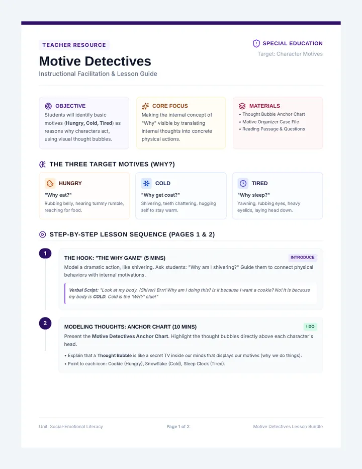 Motive Detectives Teacher Guide